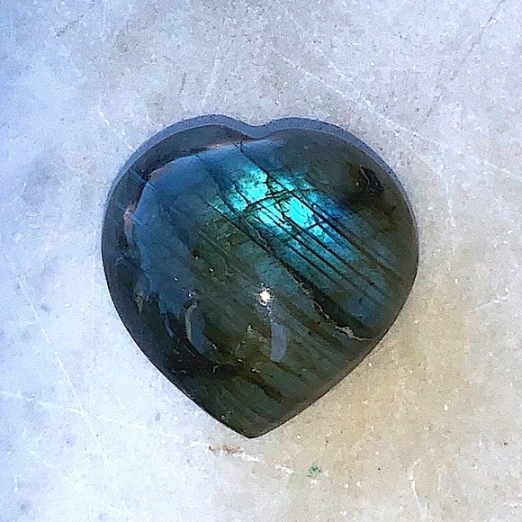 LABRADORITE FLASHY HEART PUFFY NEW HEALING STONE - Picture 4 of 9